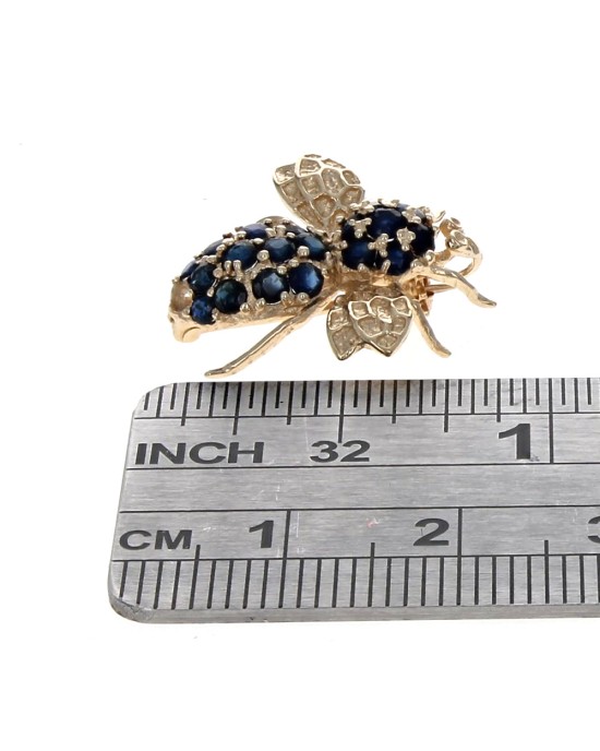 Sapphire Bee Pin in Yellow Gold